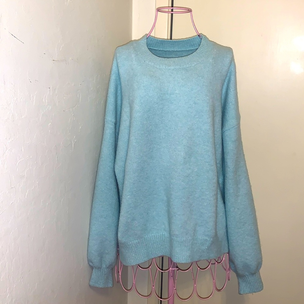 Women's Unlisted Brand Green/Blue Crew Sweater- Large